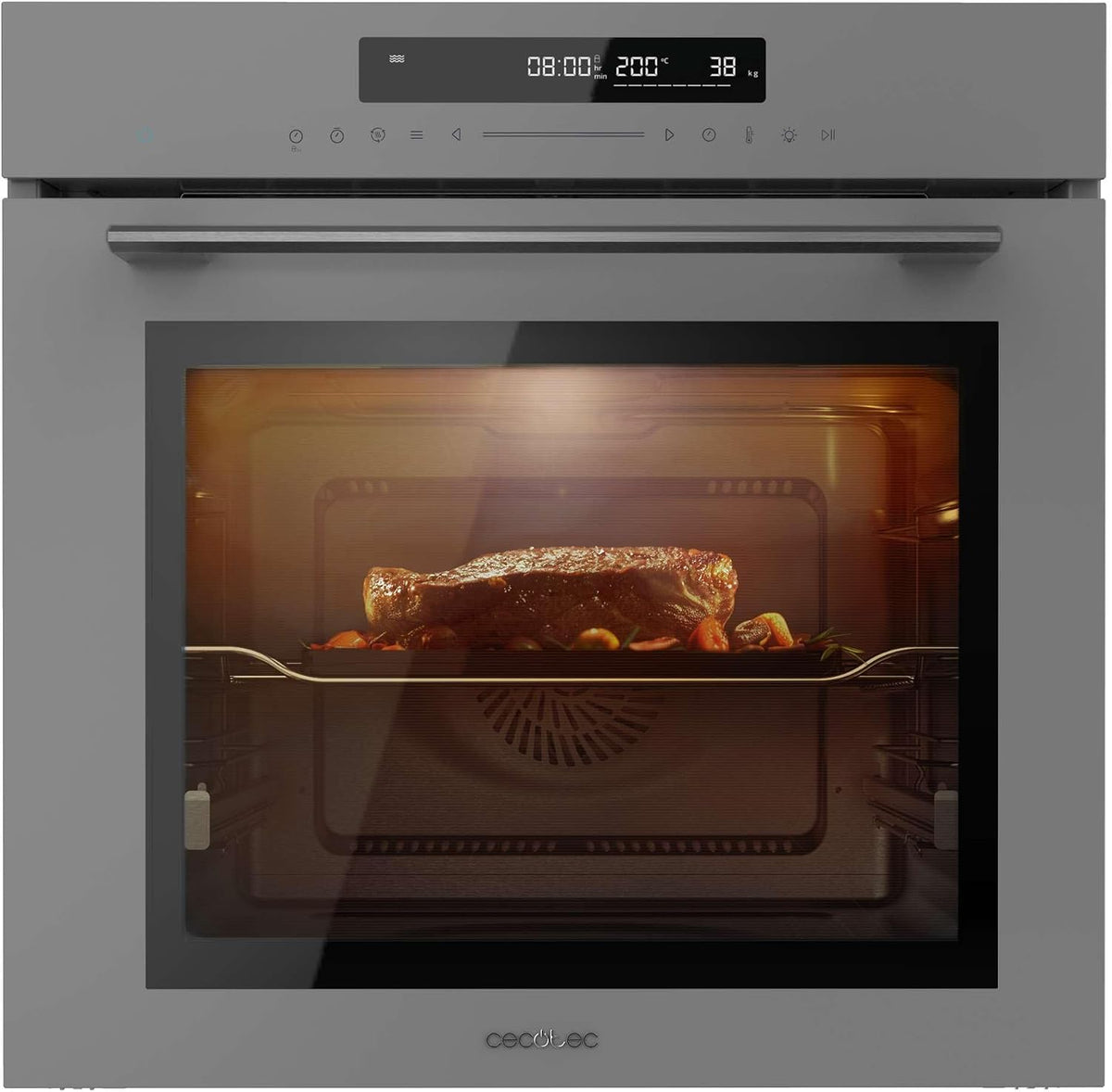 Four encastrable, verre, 12 Fonctions avec Steak Master, Cecotec, Mode Eco et Décongélation, SM406000, 60cm, 2900W, 72L, minuterie, fonction vapeur