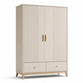 Armoire en bois avec portes et tiroirs beige