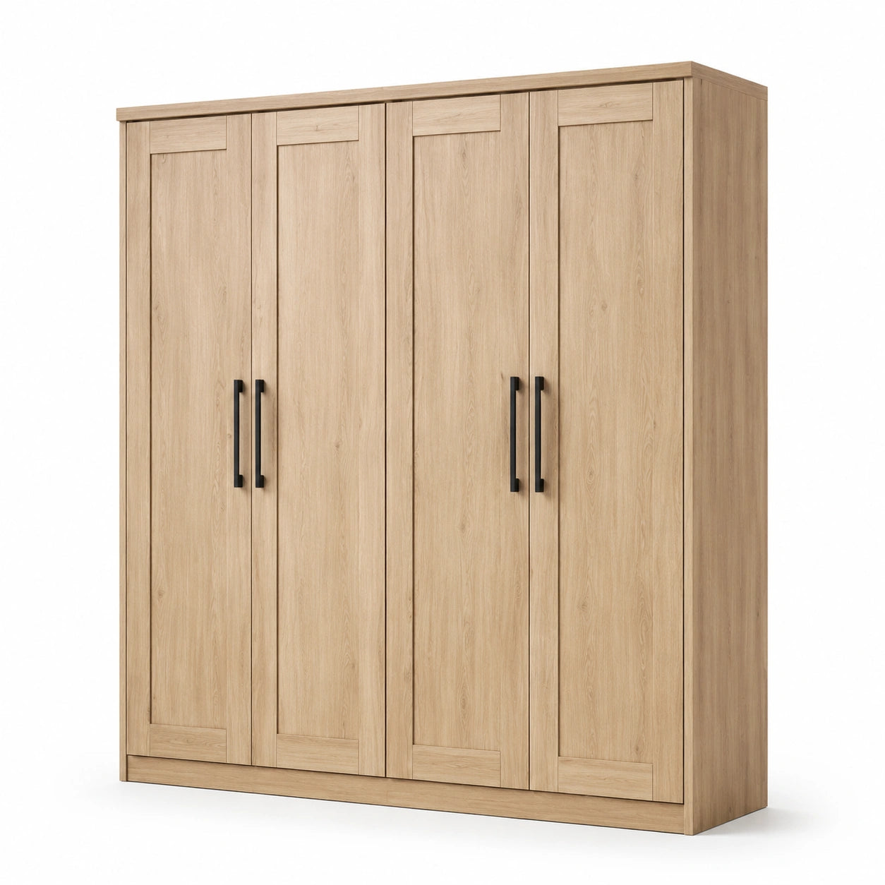 Armoire en bois avec portes battantes chêne clair 200x150x60 cm