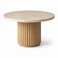 Table ronde en marbre travertin et bois de chêne 120 cm