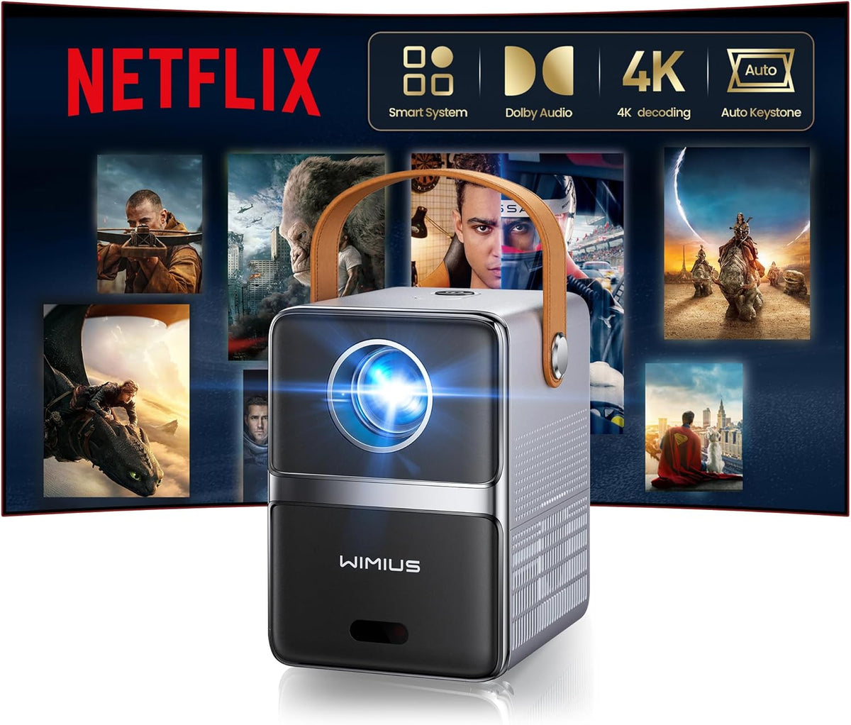WiMiUS 30000LM WiFi6 Vidéoprojecteur, Bluetooth, HDR10, portable