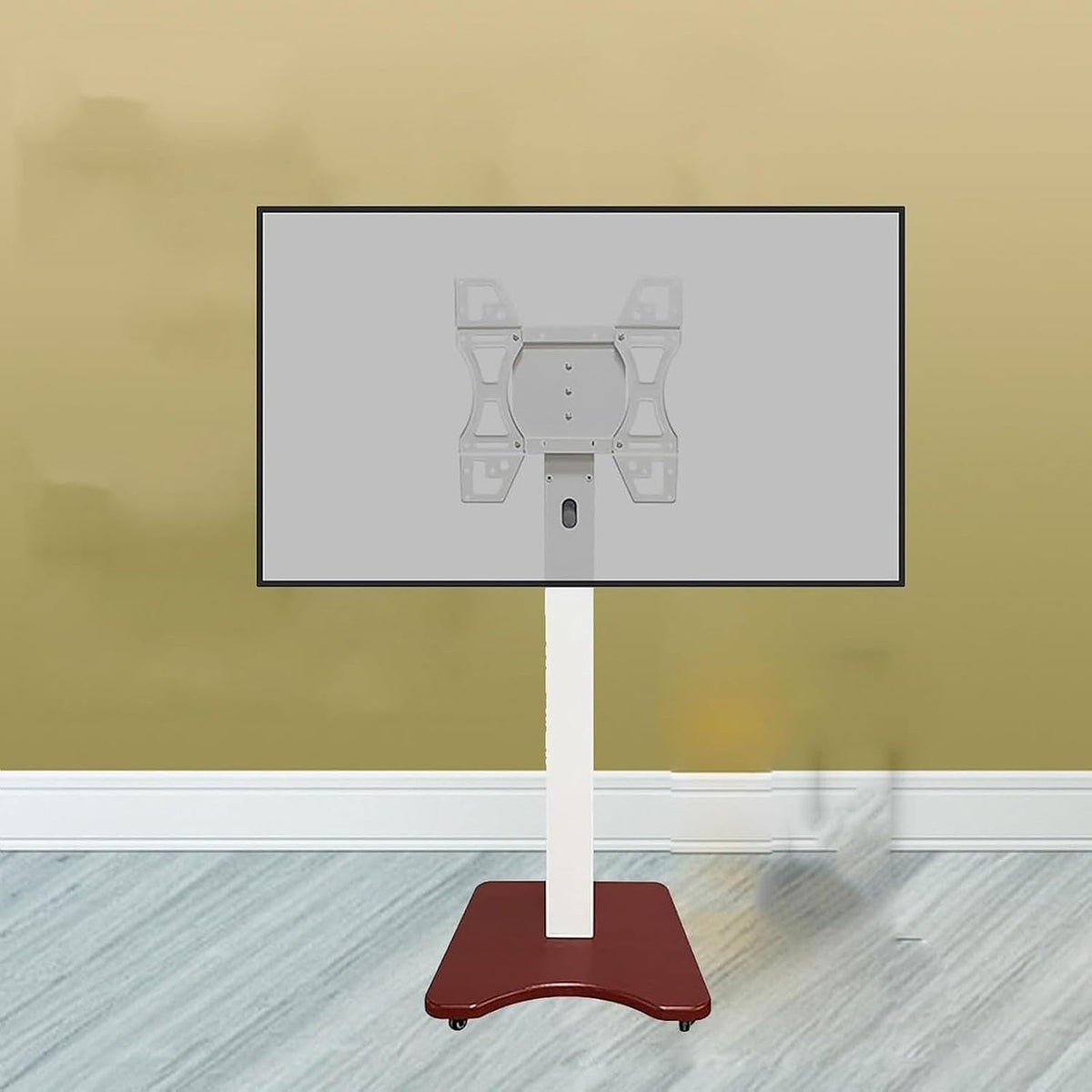 Support TV sur pied, base en bois pour téléviseurs à écran plat de 27 à 50 pouces, réglable, 400 × 400 mm, rotation à 90°, hauteur réglable