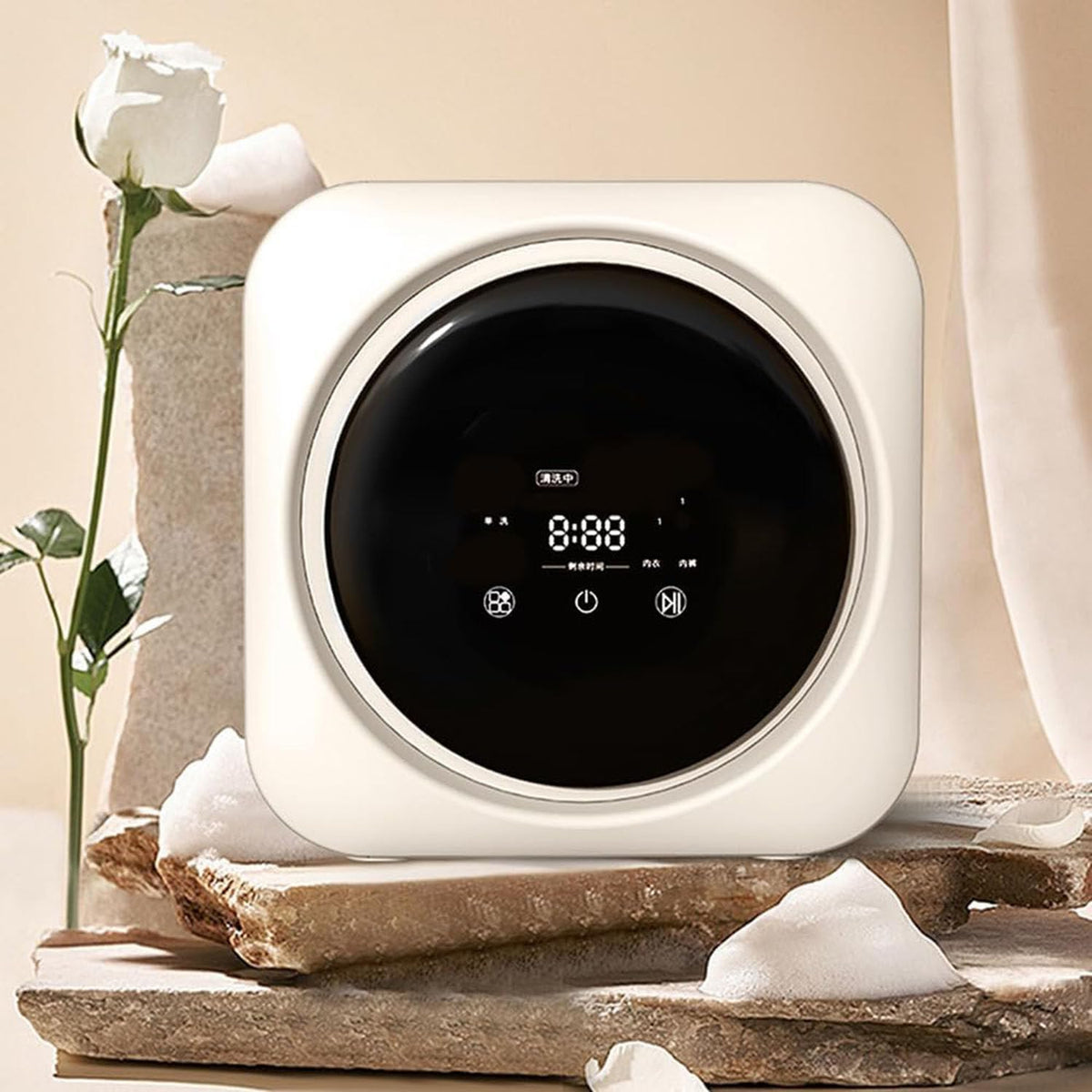 Mini lave-linge GEJLELDS, acier inoxydable, Machine À Laver Compacte Et Essoreuse avec Baril Intérieur en Acier Inoxydable, 3, 5 L, pour Appartement
