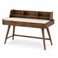 Bureau en bois de noyer avec étagères et tiroirs