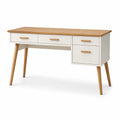 Bureau en bois avec tiroirs en blanc et chêne 120x50x75 cm