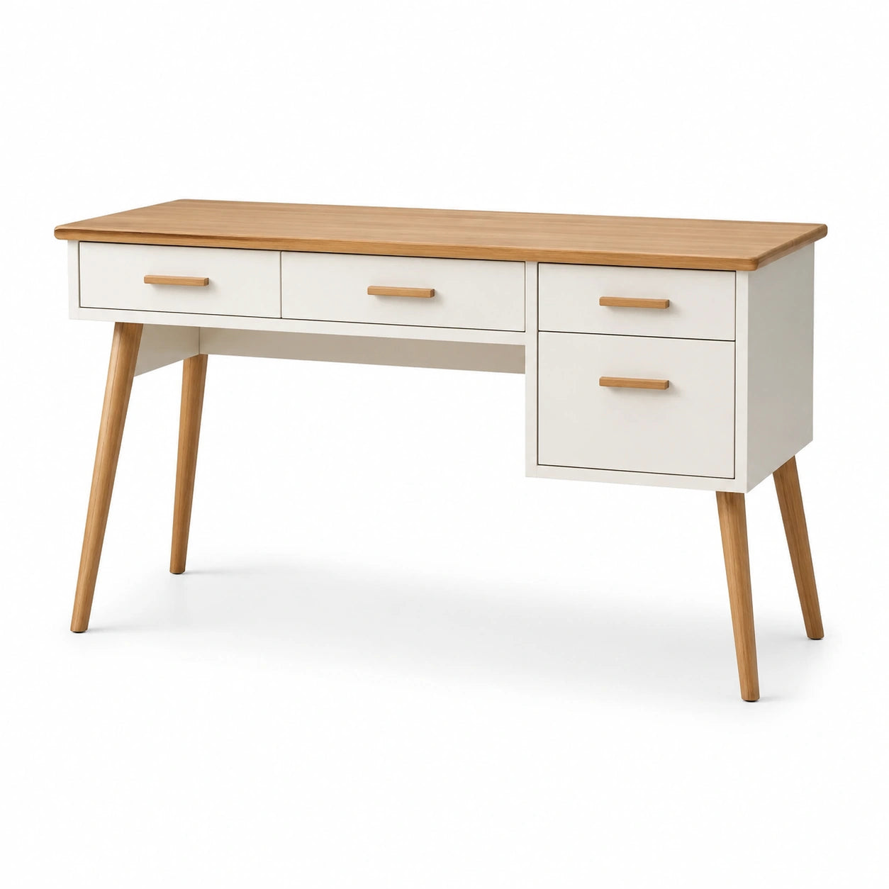Bureau en bois avec tiroirs en blanc et chêne 120x50x75 cm