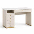 Bureau en bois MDF et mélamine blanc et or 120cm