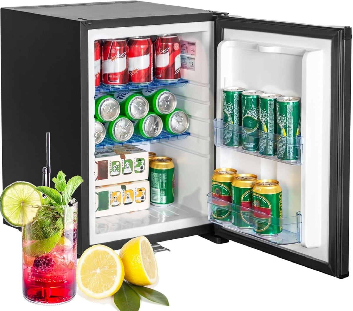 Smad Réfrigérateur, 12V, réglable, Frigo Camping Car 12V 220V, 40L, 40, 2 × 46, 5 × 56, 0cm, 10°C, Frigo 12V, avec Serrure, sans Bruit
