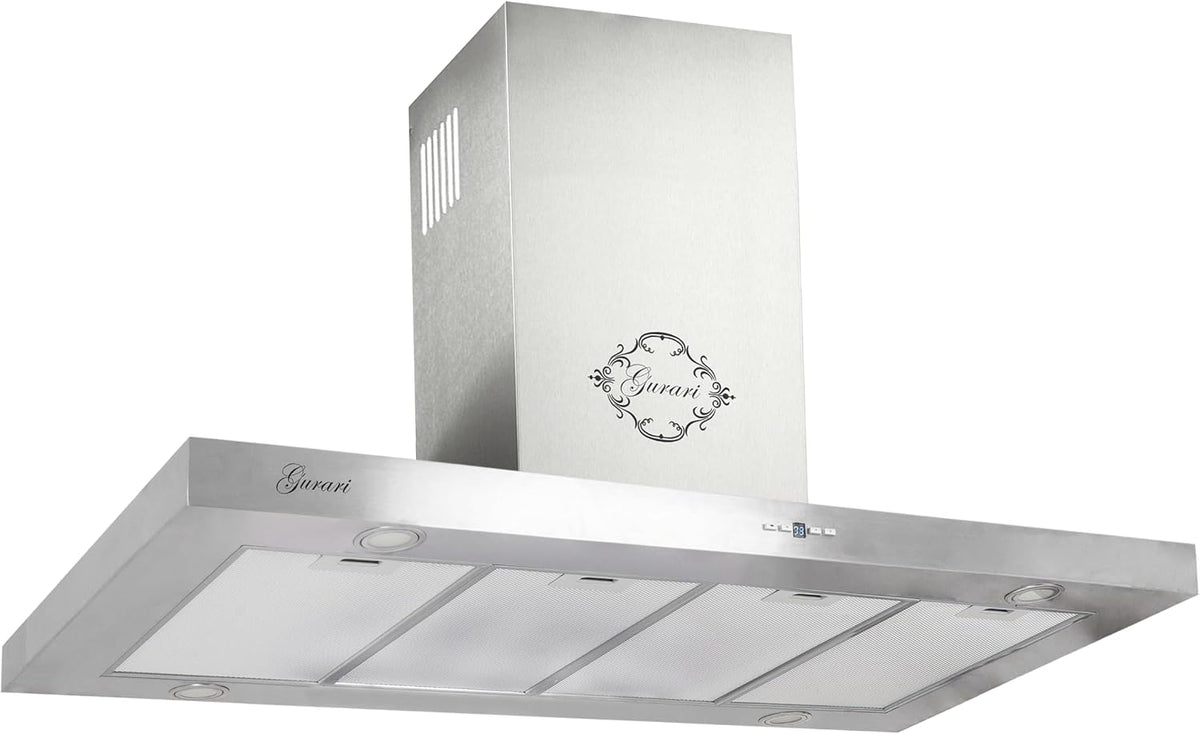 Hotte aspirante Gurari, télécommande, 120 cm, acier inoxydable, 1, 5 W, 1200 mm, 592 mm, 150 mm, 120 mm, 4 niveaux, Avec télécommande