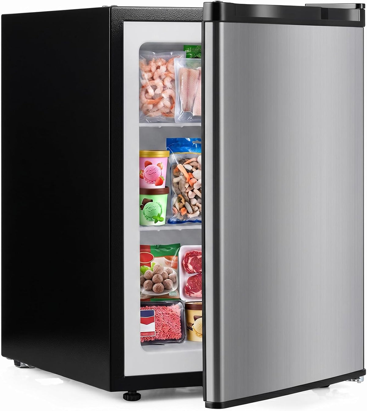 Congélateur DORTALA, réglable, 53, 3 × 44, 9 × 63, 5 cm, 42 dB, 30 °C, thermostat réglable, porte réversible, étagères amovibles, argent