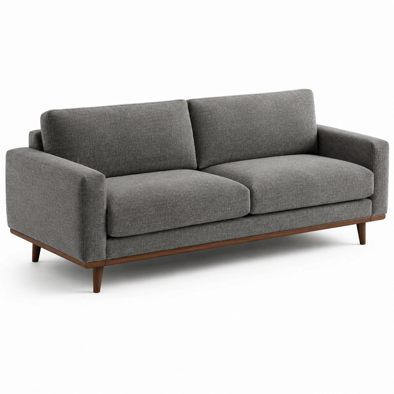 Canapé en tissu gris avec pieds en bois massif 210 cm