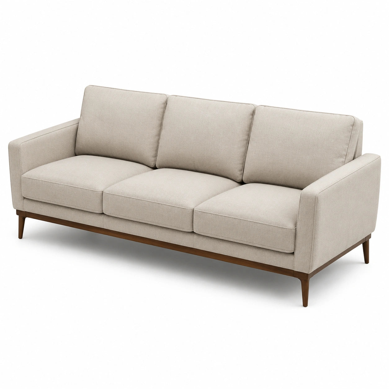 Canapé 3 places tissu beige structure bois 210 cm