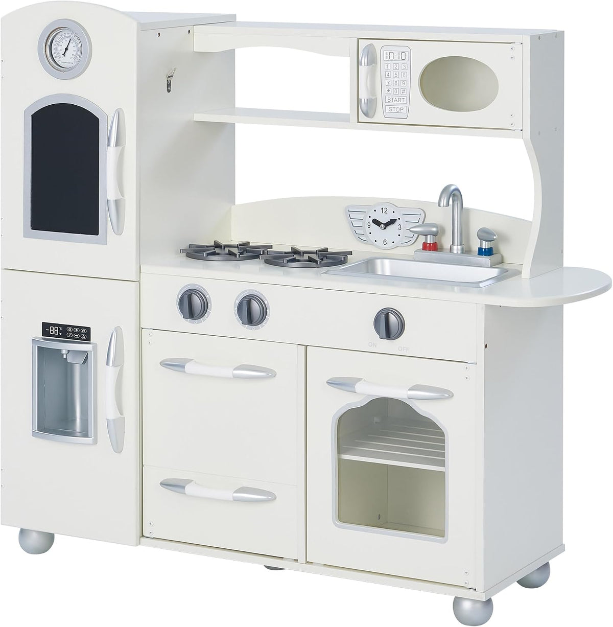 Teamson Kids Cuisine jouet, Cuisine de Jeu Enfant dinette en Bois Blanche Fille garçon Mixte TD-11414W, 97.16 cm, 29.21 cm, 93.35 cm