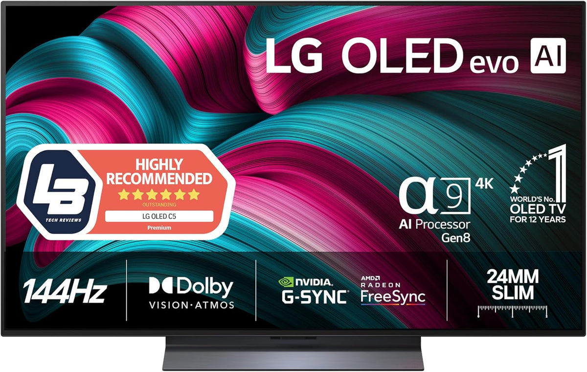 Téléviseur, 48 pouces, LG, 144 Hz, webOS 25, 4K UHD, HDR10, OLED evo C5 4K TV, HDMI 2.1, Dolby Vision, Dolby Atmos, minuterie