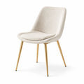 Chaise en tissu polyester beige avec pieds en métal doré