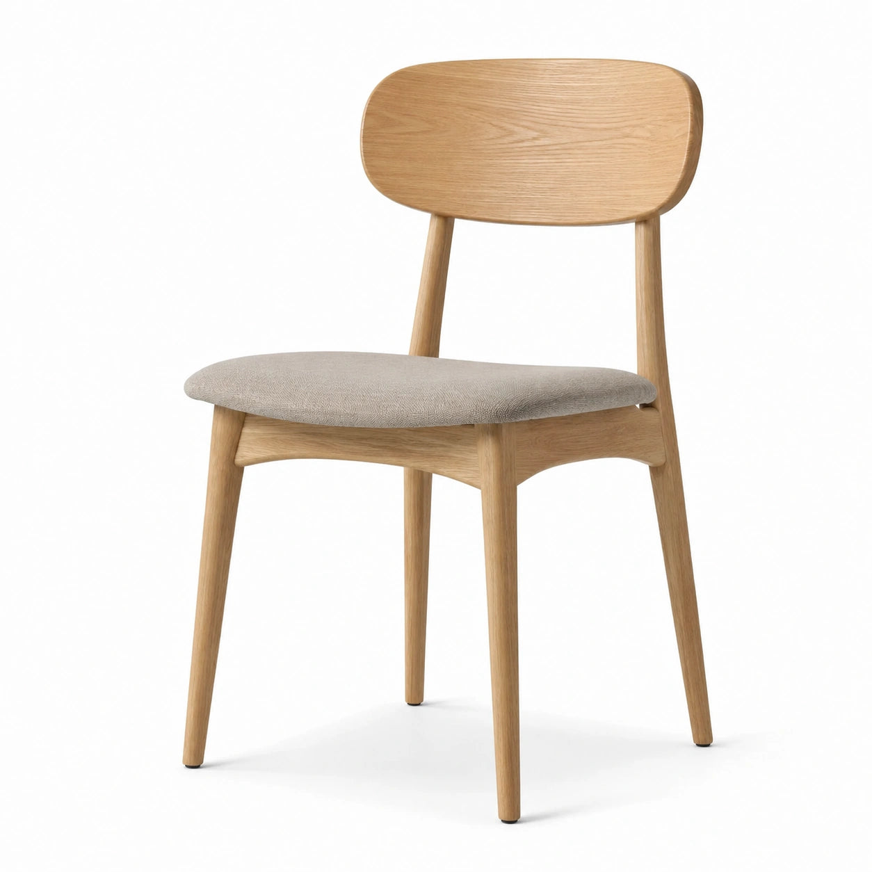 Chaise en chêne avec assise en tissu polyester beige