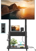 Hellsehen Support TV sur pied, Support TV avec Prise électrique et tiroir en Tissu pour TV Plats/incurvés de 32-75', 125 V, 154 cm