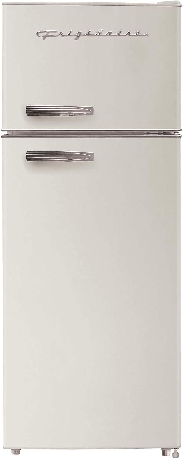 Frigidaire EFR753 Réfrigérateur rétro 2 portes 7,5 pi³, congélateur supérieur, 3 clayettes en verre, crème