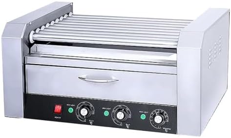 Appareil à hot dog, Grill à Hot-Dogs avec tiroir Chauffe-Pain, acier inoxydable, 2200 W, Appareils pour la Maison connectée, 50 °C
