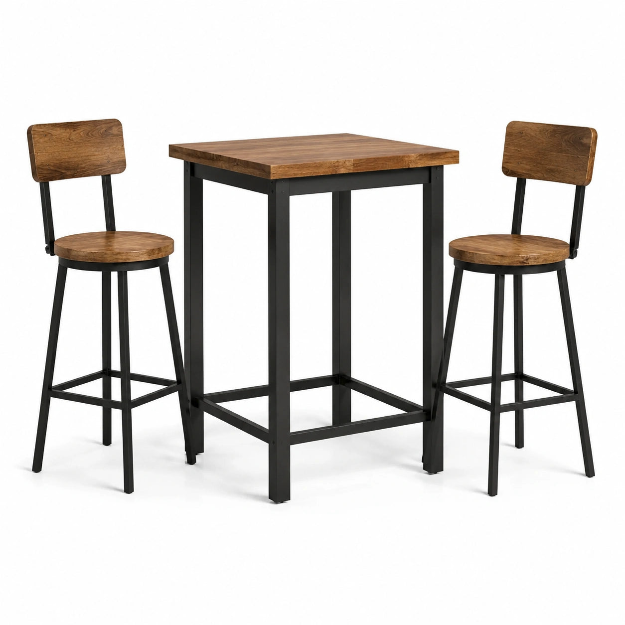Ensemble table et tabourets en bois et métal