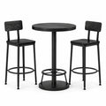 Ensemble de table et tabourets en bois et acier noirs