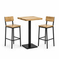 Ensemble de table et tabourets en chêne et métal noir 60x60x105 cm