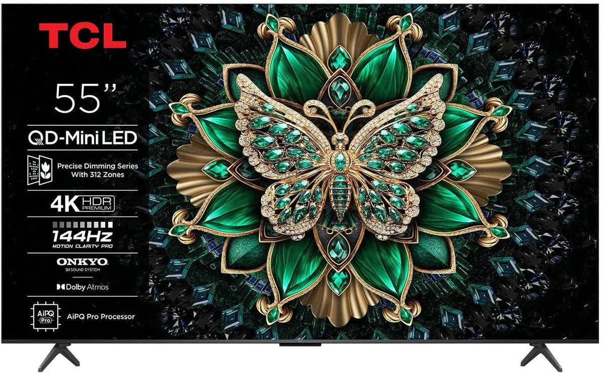 Téléviseur TCL 55C6K 3840x2160-144, Wi-Fi, 140 cm, 144 Hz, 4K UHD, 144Hz, TV QLED MiniLED 55, 4xHDMI 2.1, éclairage LED, WiFi, Google TV