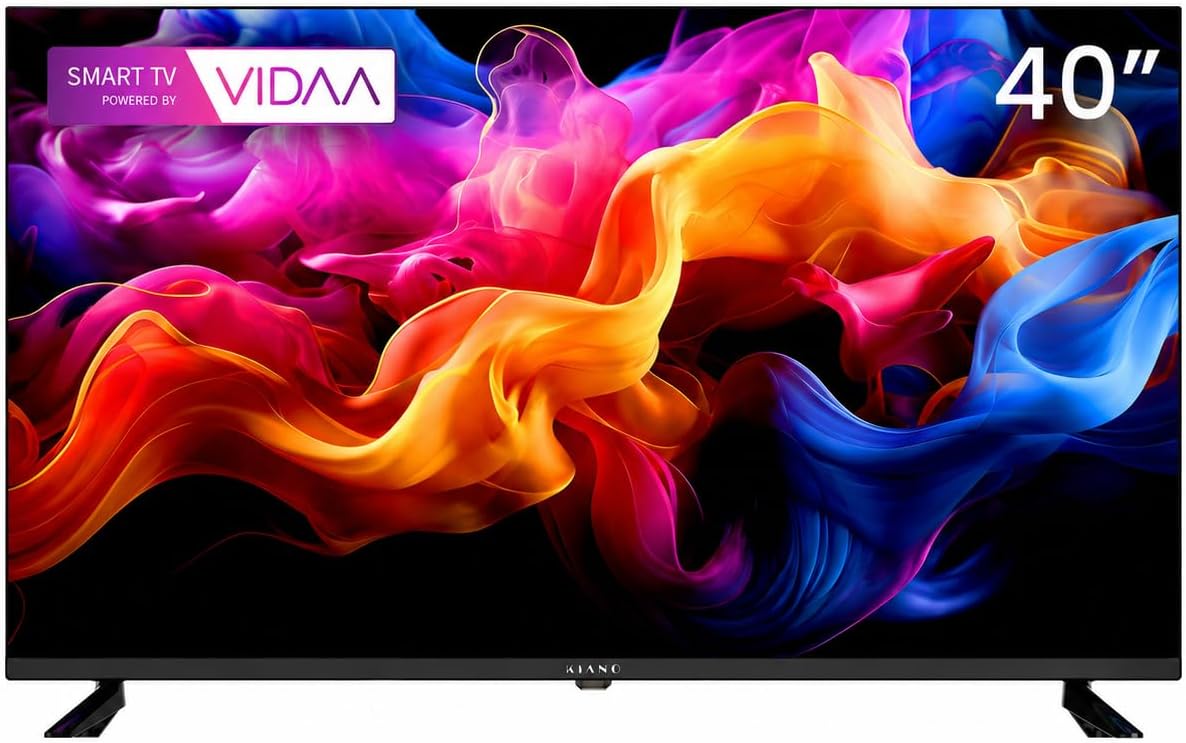 Téléviseur KIANO DVB-T2, Wi-Fi, éclairage LED, D-LED, HDMI/USB, PVR USB, Design sans Bordures, Full HD, VIDAA OS, HDR, Dolby Digital Plus