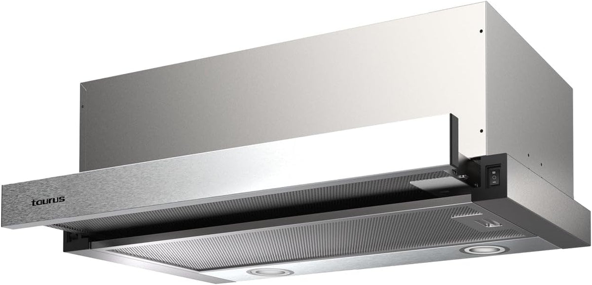 Hotte aspirante TAURUS TS60IXAL, TS60IXAL Hotte télescopique en acier inoxydable, éclairage LED, 60 cm, 65 W, 2 vitesses, 2 niveaux, 2 MODES, 65W