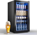 TRIUMPHKEY Mini réfrigérateur, Réfrigérateur à Boissons 90 L avec Porte Vitrée, Mini Frigo pour 128 Canettes, 18 °C, 3 étagères, réglable, Bar