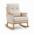 Fauteuil à bascule en chêne et tissu en polyester beige