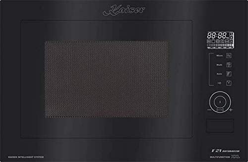 Kaiser Four micro-ondes, 25L, acier inoxydable, 21 fonctions, 8 fonctions, 8 fonctions spéciales, verre noir, encastrable, pizza