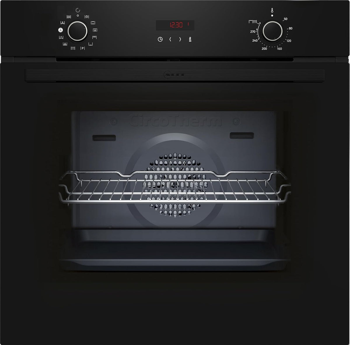 Neff Four encastrable, éclairage LED, verre, 60 × 60 cm, 71 l, B2CVG6AK3, 50 °C, 275 °C, air chaud 3D, écran LED, noir, pyrolyse, Base Steam
