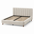 Lit double en tissu beige 140x200 cm