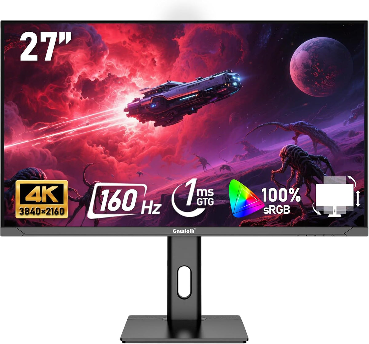 Moniteur PC, 27 Pouces, Gawfolk, Écran PC 27 Pouces IPS, 160Hz, 4K UHD, 160 Hz