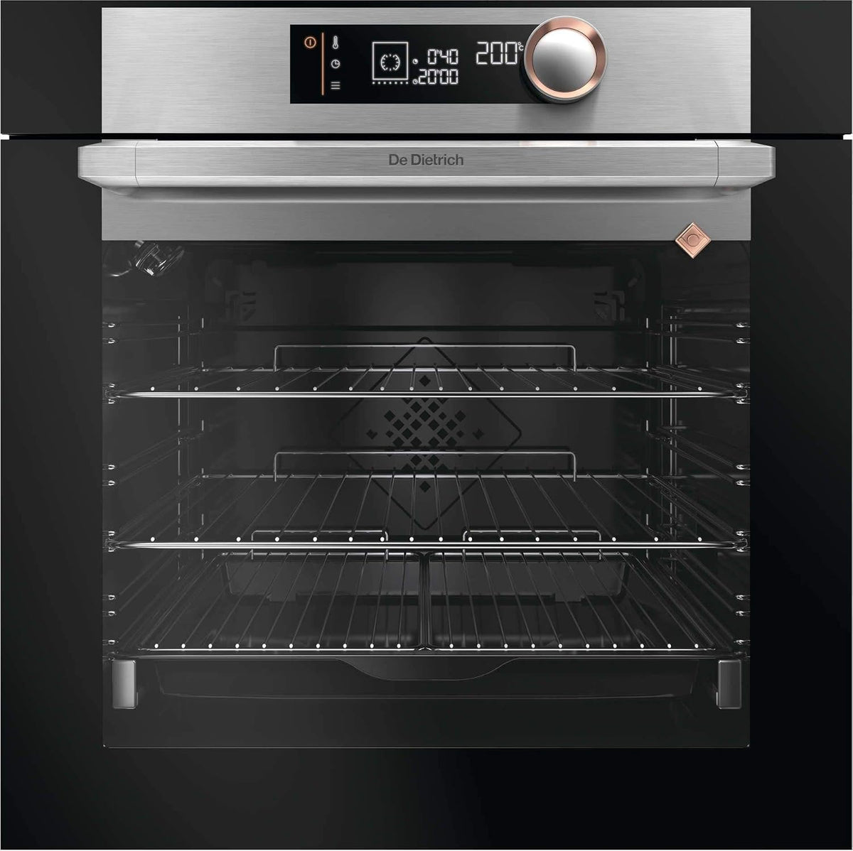 Four encastrable, acier inoxydable, DOP7350X, De Dietrich, 500°C, 4 vitres, pyrolyse, chaleur tournante, fonction gril, verre