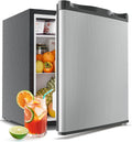 Feelfunn Mini-réfrigérateur 1,7 pi³ avec compartiment congélateur, thermostat 7 niveaux, porte réversible, argent