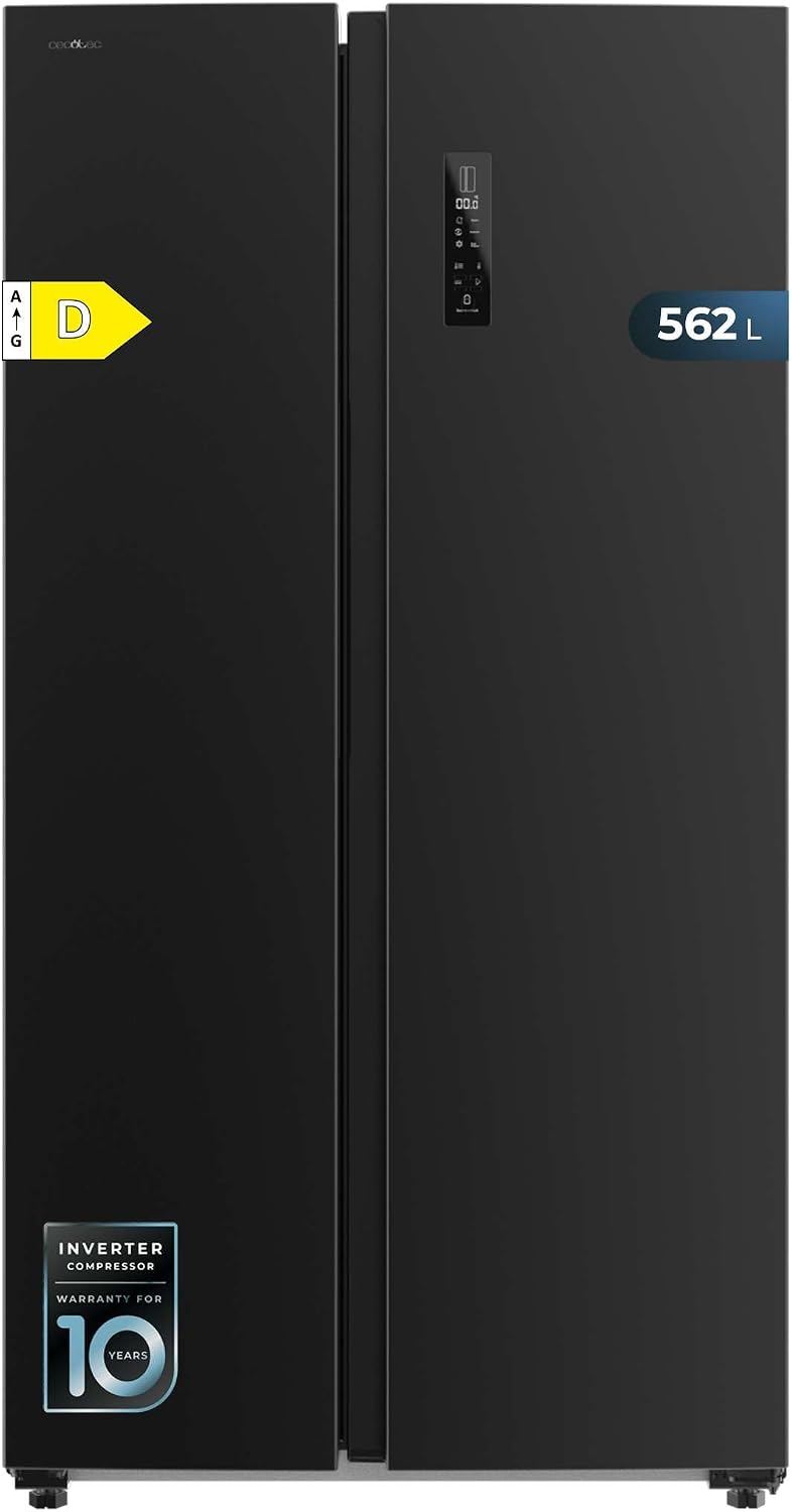 Cecotec Réfrigérateur, 562 L, No Frost, acier inoxydable, 91, 2 × 70, 4 × 177 cm, 91, 2 cm, mode vacances, éclairage LED, Classe D