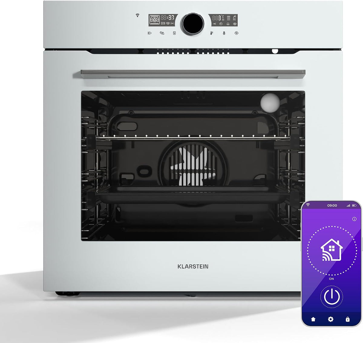 KLARSTEIN Four encastrable, Wi-Fi, 5 niveaux, Design Élégant, 73L, 11 Fonctions, WiFi, chaleur tournante, fonction gril, Énergie A, Contrôle App