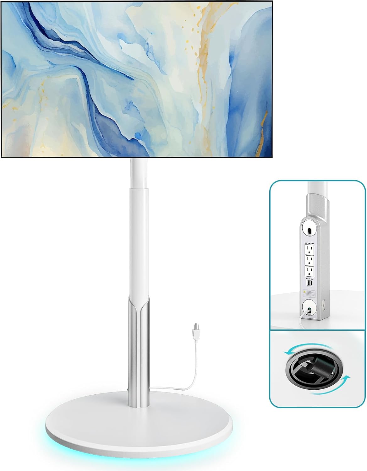 Support TV mobile, 70 pouces, éclairage LED, LLDEPLL, 6 niveaux, 6 niveaux de réglage en hauteur, 400 × 400mm, réglable, OLED, portable