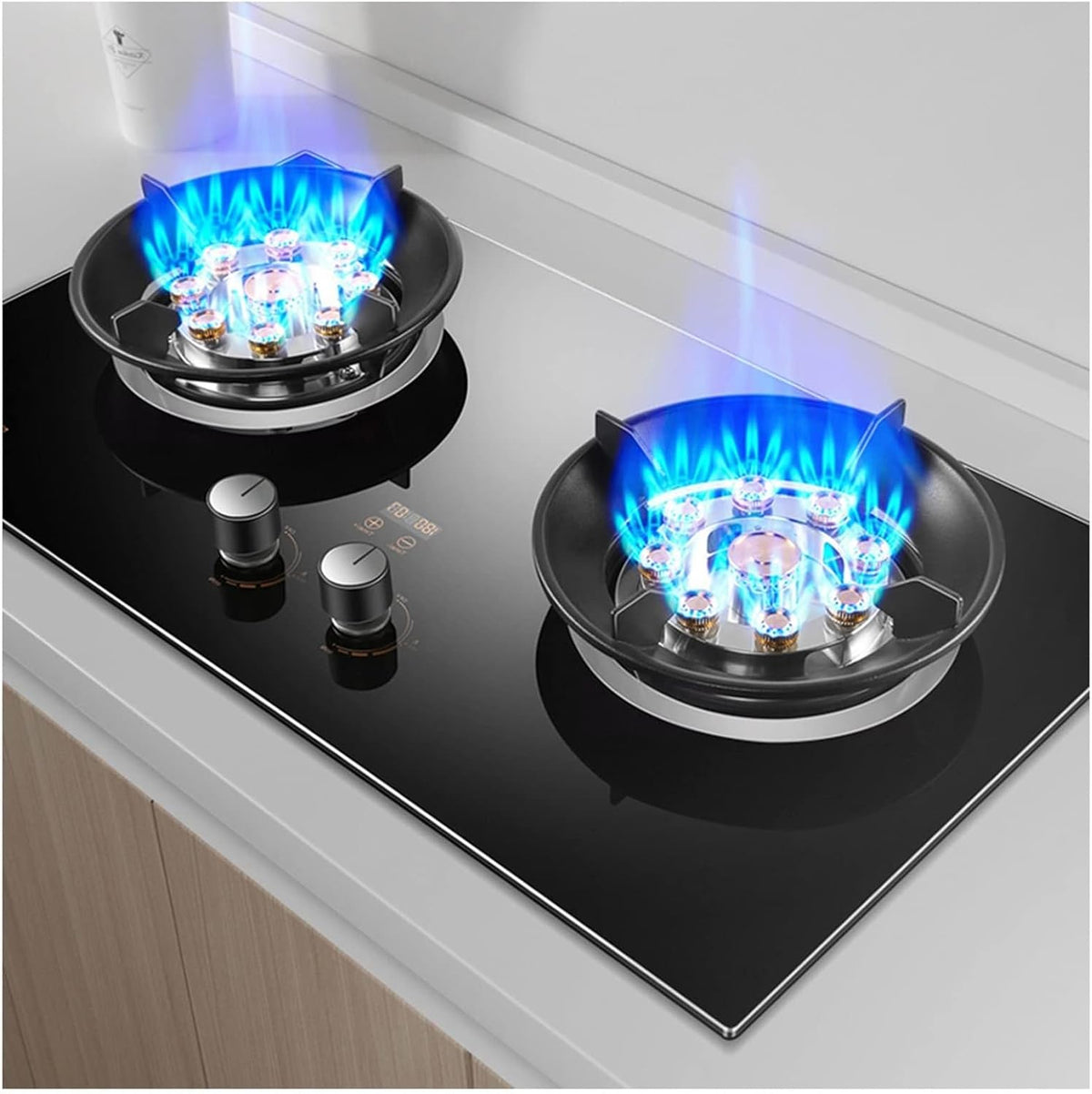 THEGA Plaque de cuisson, 4, 5KW, réglable, verre, 5, 2KW, Cuisinière À Flamme Réglable Double Brûleur, Double Brûleur Avec Fonction Minuteur
