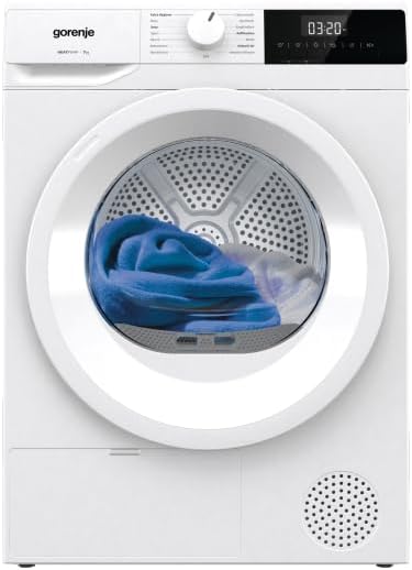 Gorenje Sèche-linge, 59, 5 cm, 7 kg, largeur 59, 5 cm, DHNE72, 15 programmes, blanc, pompe à chaleur, TwinAir, AutoDrain