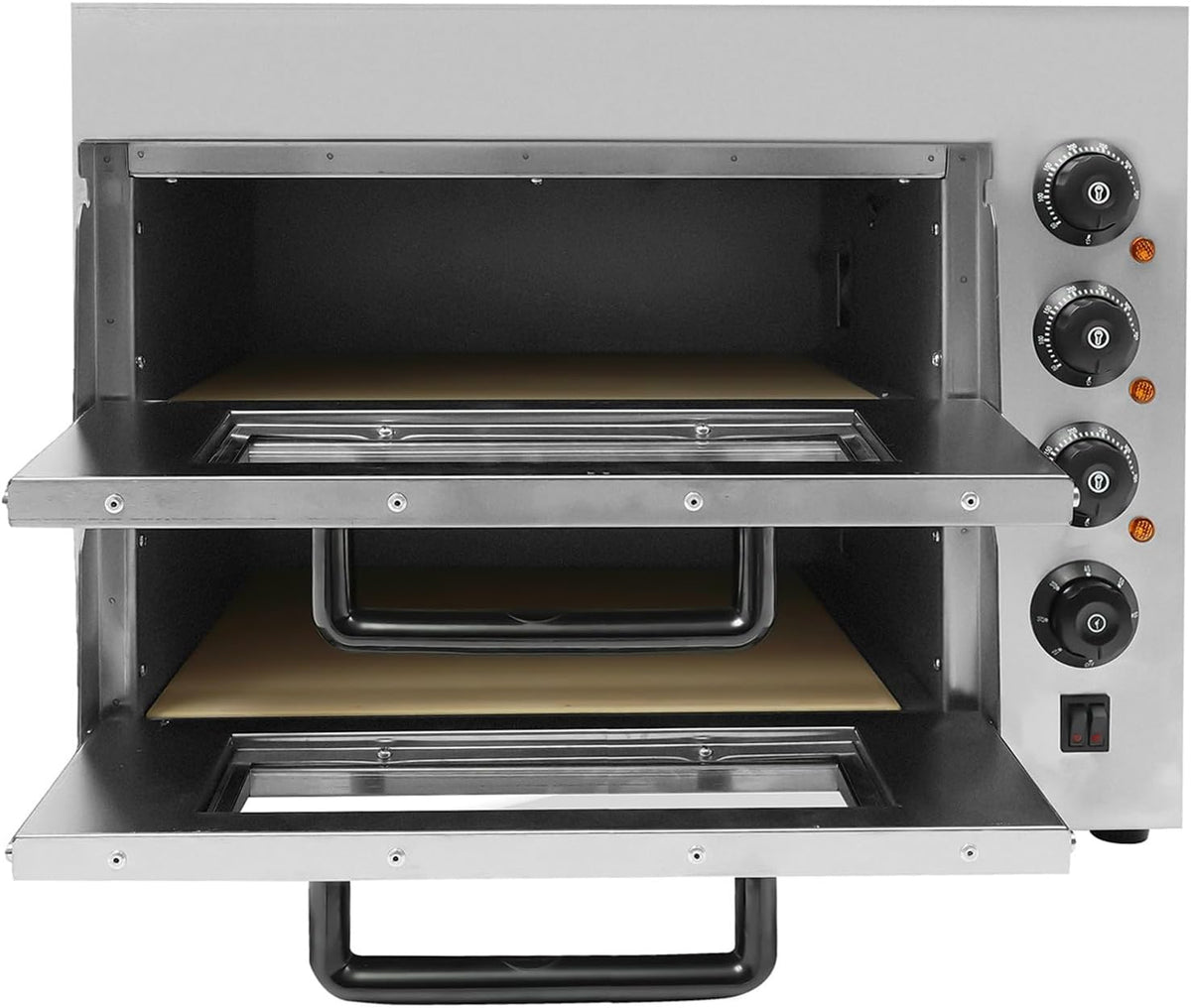 Babeenoo Four à pizza, 3000 W, réglable, acier inoxydable, 35, 6 cm, 350 °C, température 50-350 °C, minuterie, les restaurants