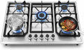 Chensyo Plaque de cuisson, 86cm, Avec buse NG/LPG, acier inoxydable, 1 kW, 1KW, Plaque Gaz 5 Feuxs Encastrable, Table Gazs 86cm