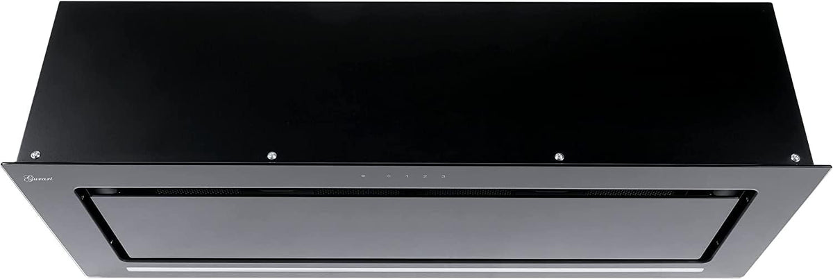 Hotte aspirante Gurari 1000m3, Verre Noir, télécommande, 90 cm, Hotte de Cuisine Encastrable 90 cm, 6 W, 1000m3/h, Hotte de Plafond 217 BL 90 Pr