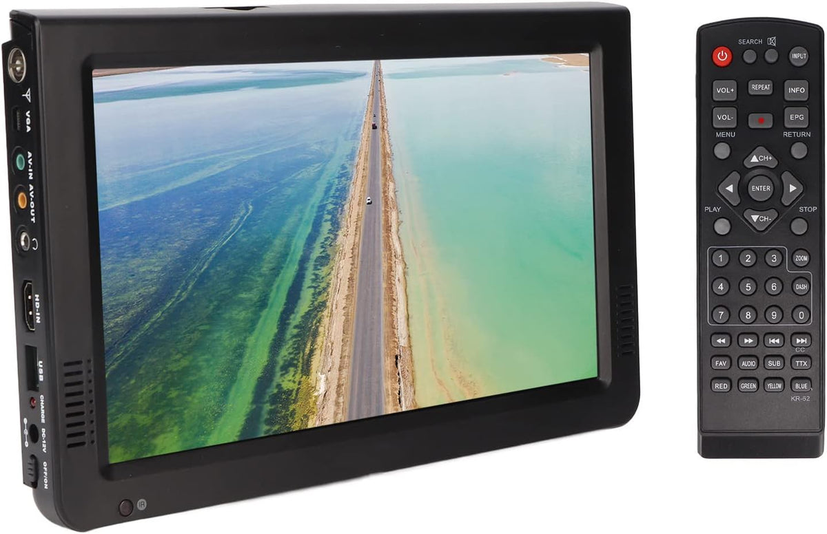 Annadue 1080p Téléviseur, Télévision Numérique à Batterie Rechargeable 1080p avec 2 Haut-parleurs, Cuisine, 10 Pouces, 32 mm, 12V, 24V, 1800MAH