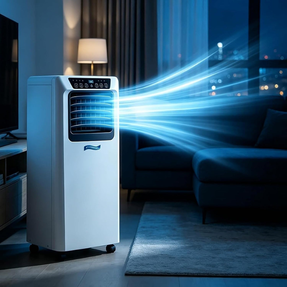 Climatiseur GIOFEOIK 3-pin, télécommande, 9000 BTU, 7200 btu, 7000btu, 16°C, portable, Silencieux, sur roulettes