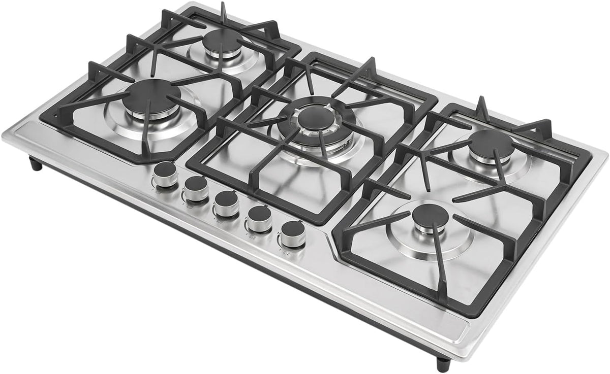 Plaque de cuisson Zalydala, 1 kw, pour restaurants, acier inoxydable, 5 feux, Cuisinière à gaz, design multi-brûleurs, grandes familles