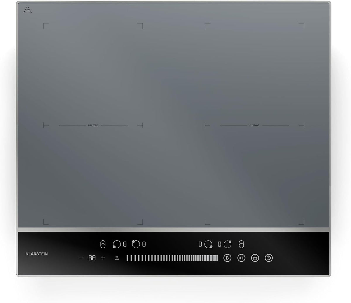 KLARSTEIN Plaque de cuisson, 7200 W, éclairage LED, Cadre Aluminium Argent, 4 Zones, minuterie, commande tactile, encastrable