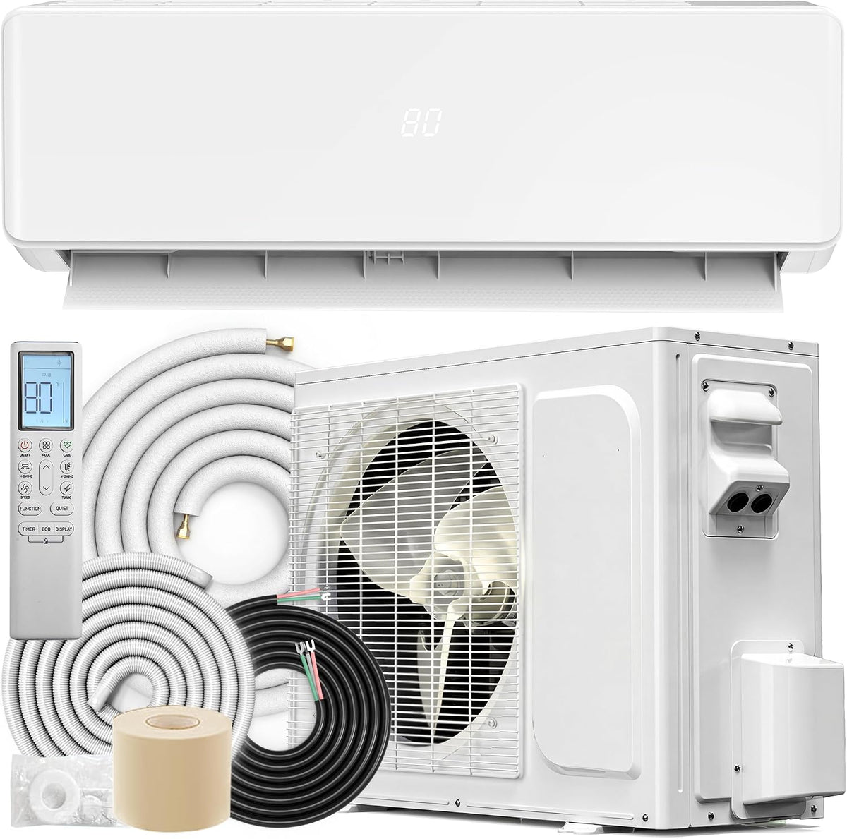 YITAHOME Climatiseur split réversible 12000 BTU, 115 V, 20 SEER2, technologie Inverter, jusqu'à 750 pi², blanc